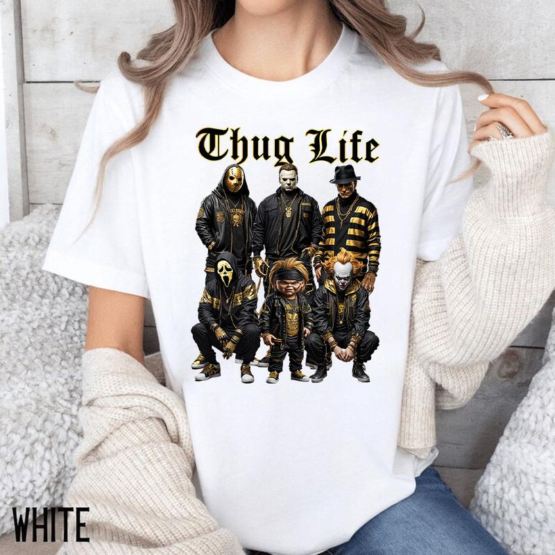 Sweat à capuche avec personnages d'horreur d'Halloween THUG LIFE, TS-C-103