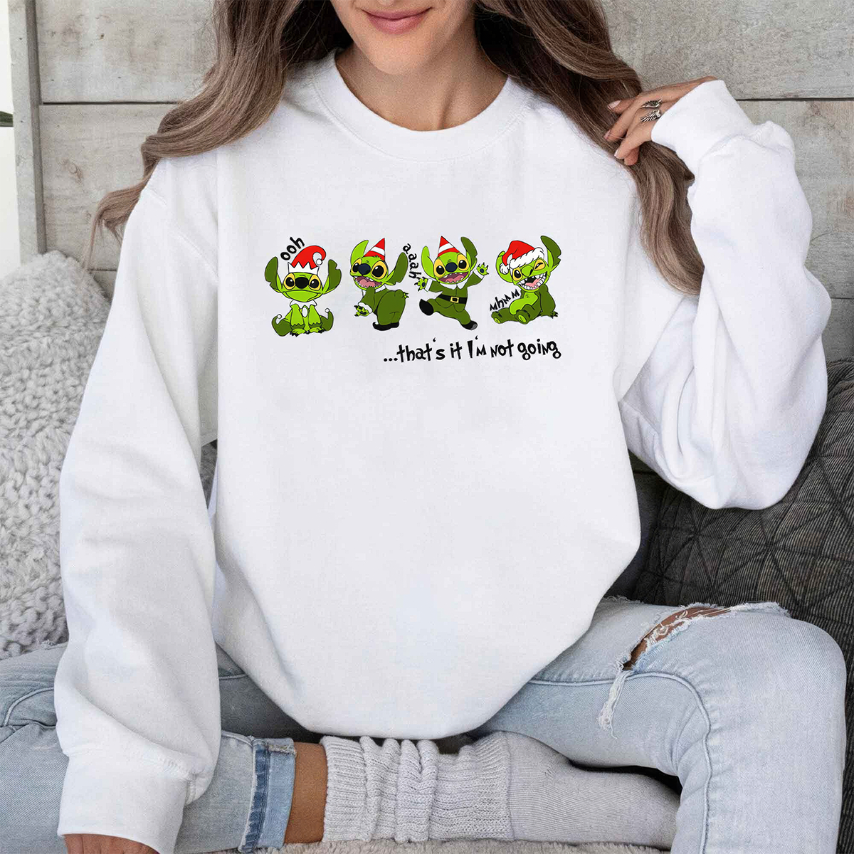 Stitch Grinch Not Going Christmas Santa Claus T-Shirt,Crewneck,Hoodie,TS-C-392