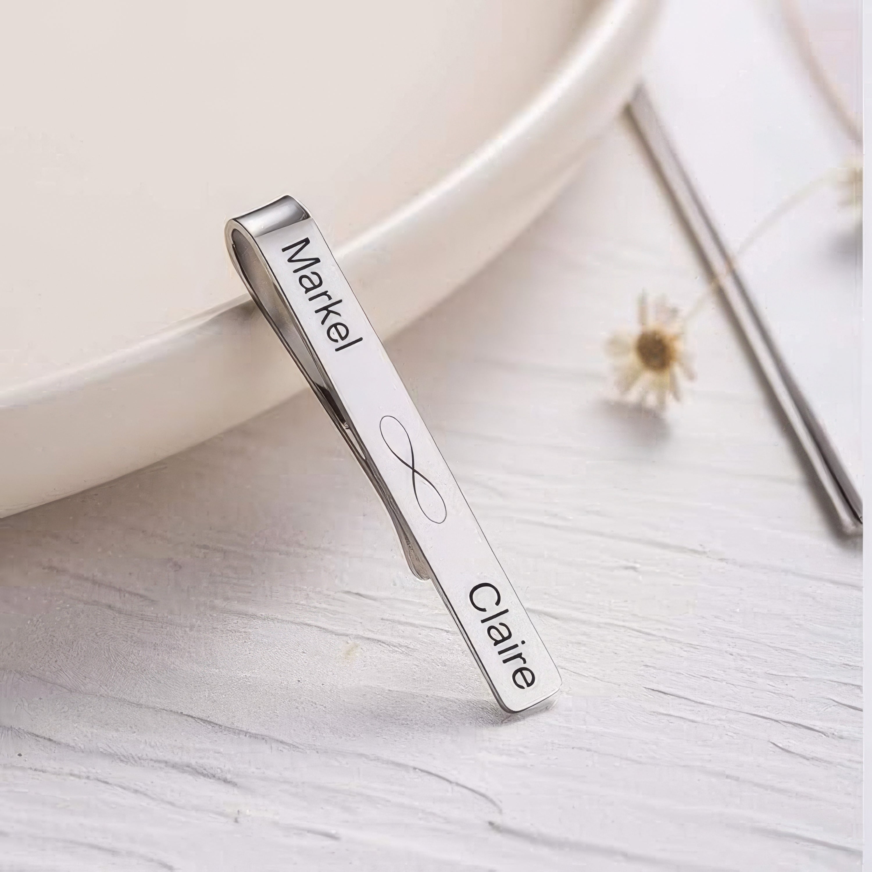 Personalized Tie Clips For Men, Custom Logo Handwriting Clip Tie Bar For Skinny Necktie Ties Engraved Free For Wedding Meeting Daily Life,J-A-287