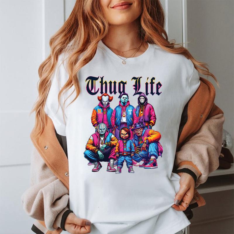 Sweat à capuche avec personnages d'horreur d'Halloween THUG LIFE, TS-C-103