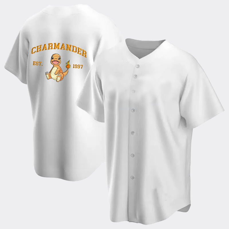 Charmander Adorable Anime-Themed Embroidered T-Shirt,Crewneck,Hoodie-Trendy Versatile and a Thoughtful Gift for Friends,H-C-715