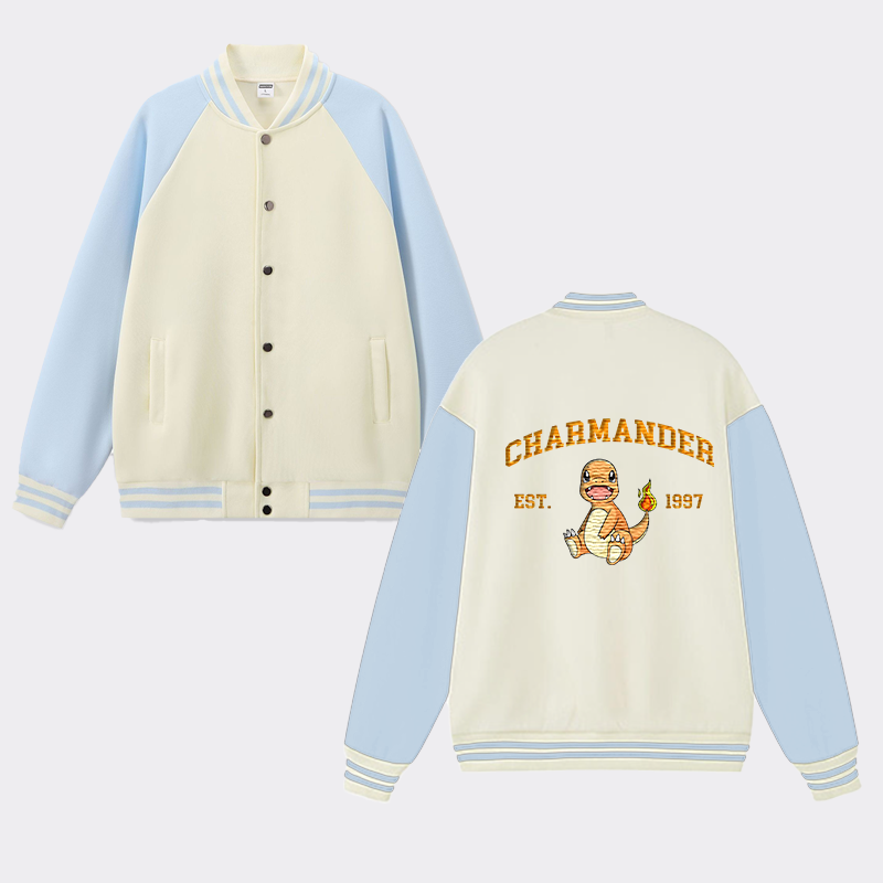 Charmander Adorable Anime-Themed Embroidered T-Shirt,Crewneck,Hoodie-Trendy Versatile and a Thoughtful Gift for Friends,H-C-715