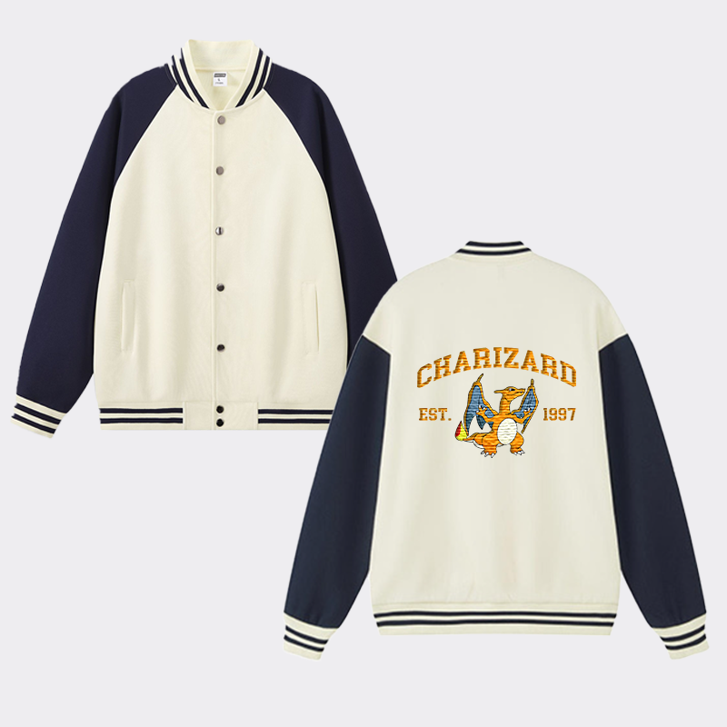 Charizard Adorable Anime-Themed Embroidered T-Shirt,Crewneck,Hoodie-Trendy Versatile and a Thoughtful Gift for Friends,H-C-714