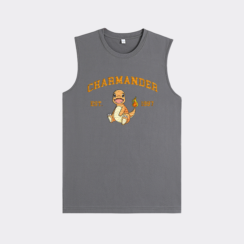 Charmander Adorable Anime-Themed Embroidered T-Shirt,Crewneck,Hoodie-Trendy Versatile and a Thoughtful Gift for Friends,H-C-715