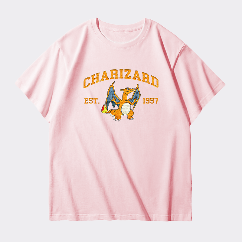 Charizard Adorable Anime-Themed Embroidered T-Shirt,Crewneck,Hoodie-Trendy Versatile and a Thoughtful Gift for Friends,H-C-714