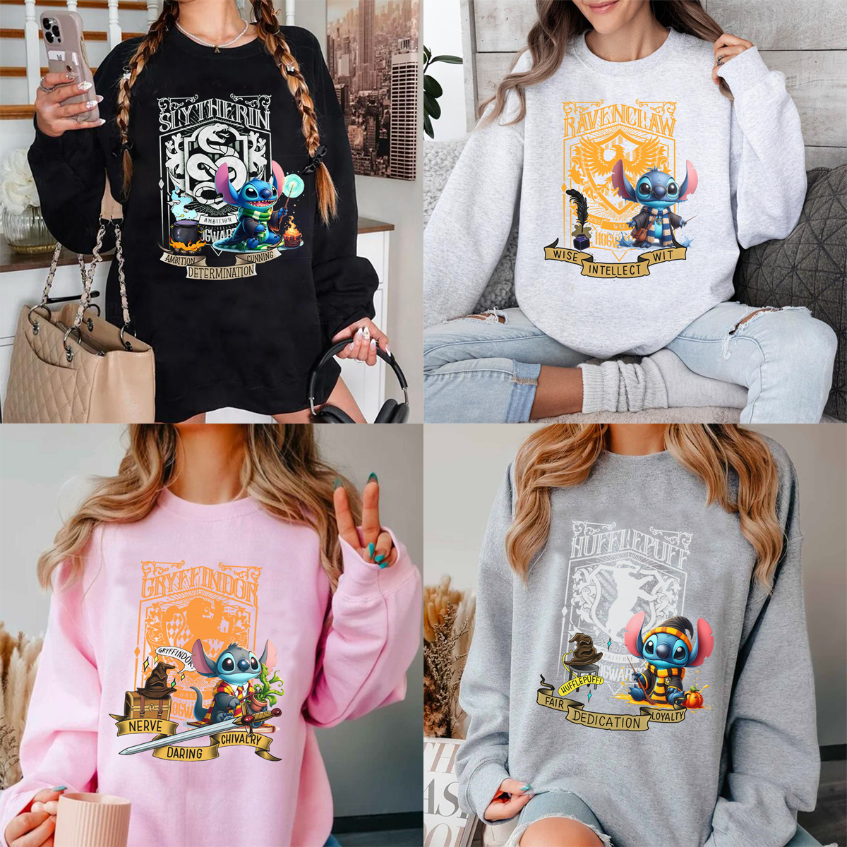 Cute Stitch×Harry Potter Hogwarts T-shirt,Crewneck,Hoodie,Gift For Halloween,H-C-566