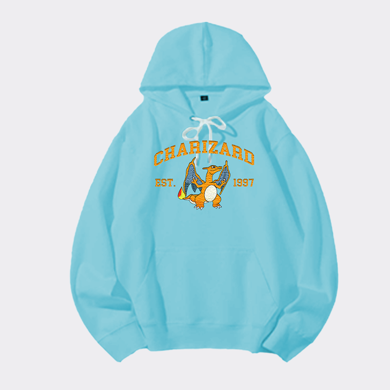 Charizard Adorable Anime-Themed Embroidered T-Shirt,Crewneck,Hoodie-Trendy Versatile and a Thoughtful Gift for Friends,H-C-714