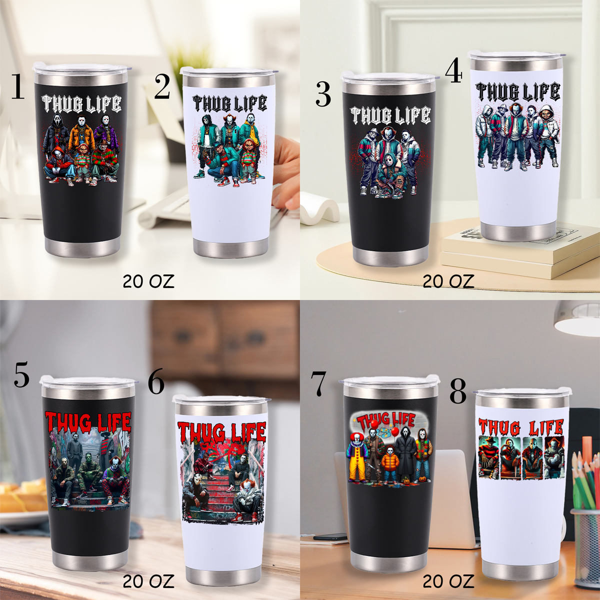 Thug Life Horror Character Halloween Tumbler For Gift,D-C-457