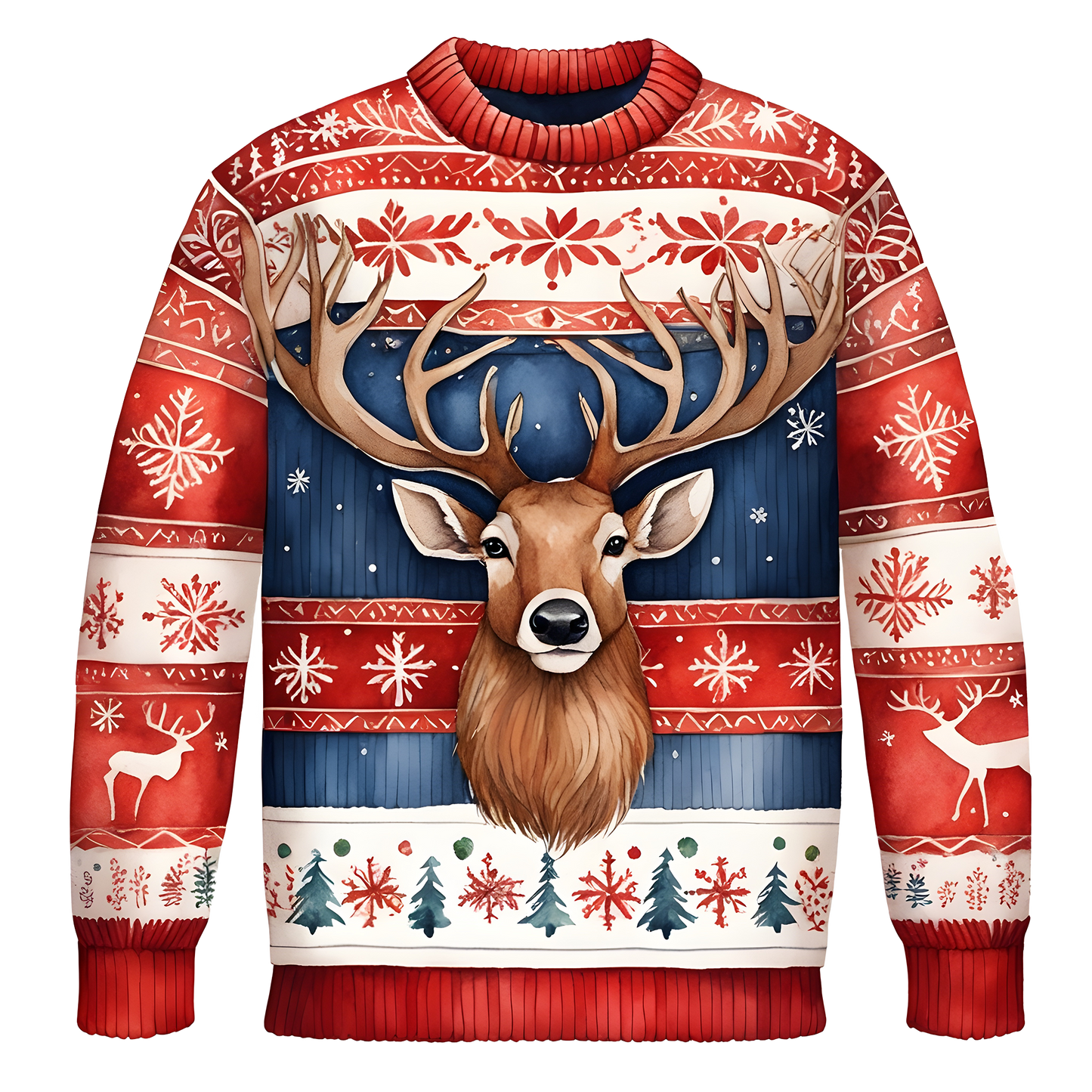 Cheerful Reindeer Colorful Ugly Christmas Sweater,Adorable Holiday Edition,TS-C-687