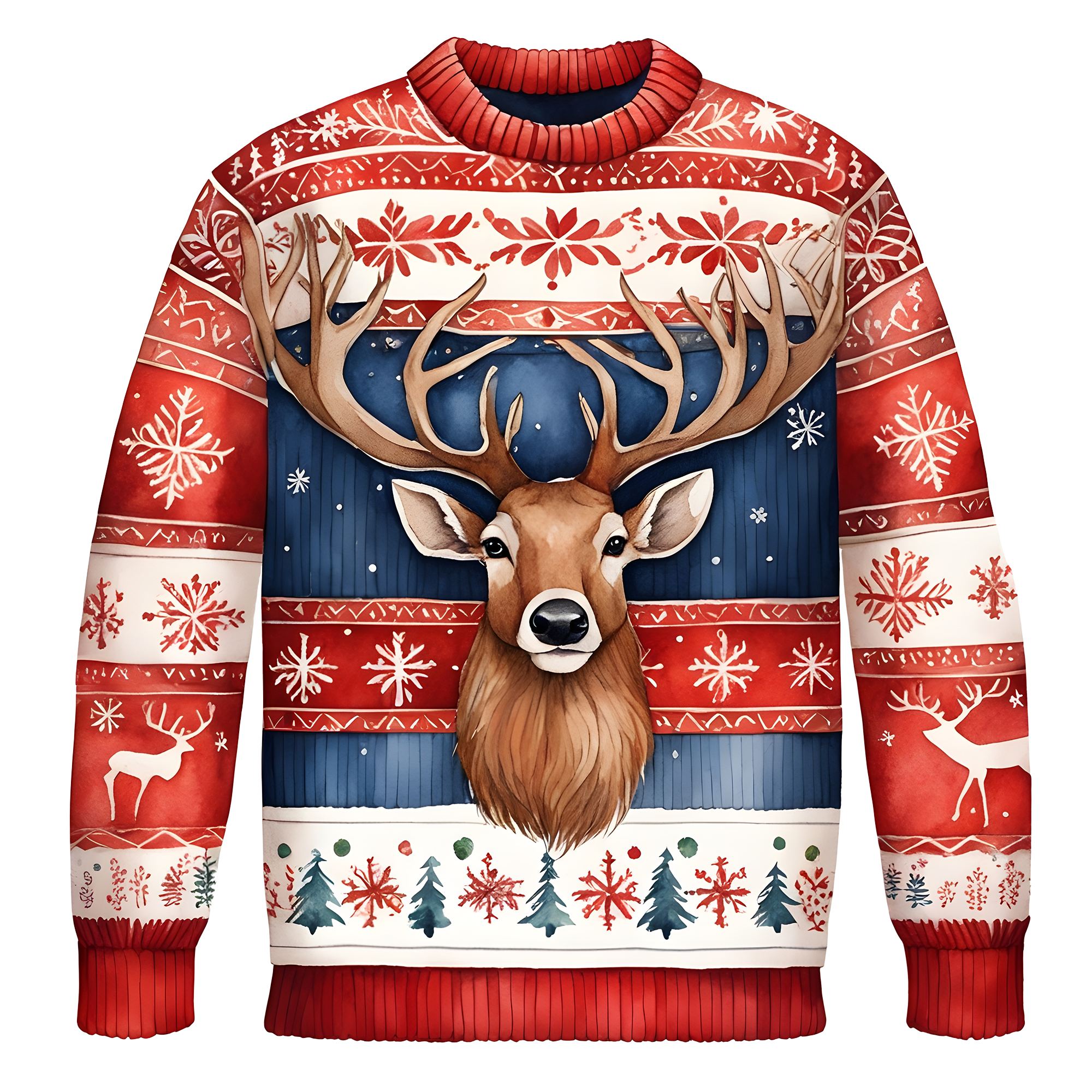 Cheerful Reindeer Colorful Ugly Christmas Sweater,Adorable Holiday Edition,TS-C-687