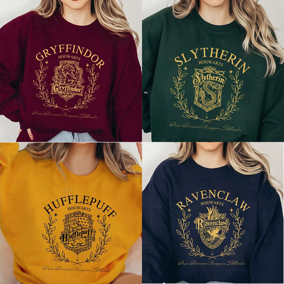 Vintage Hogwarts Houses Crewneck,Harry Potter Hoodie,H-C-175