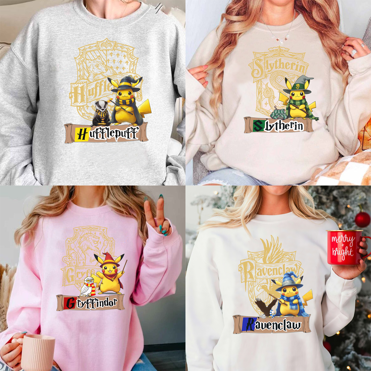 Adorable Pikachu Harry Potter Hogwarts Style T-Shirt,Crewneck,Hoodie,TS-C-440