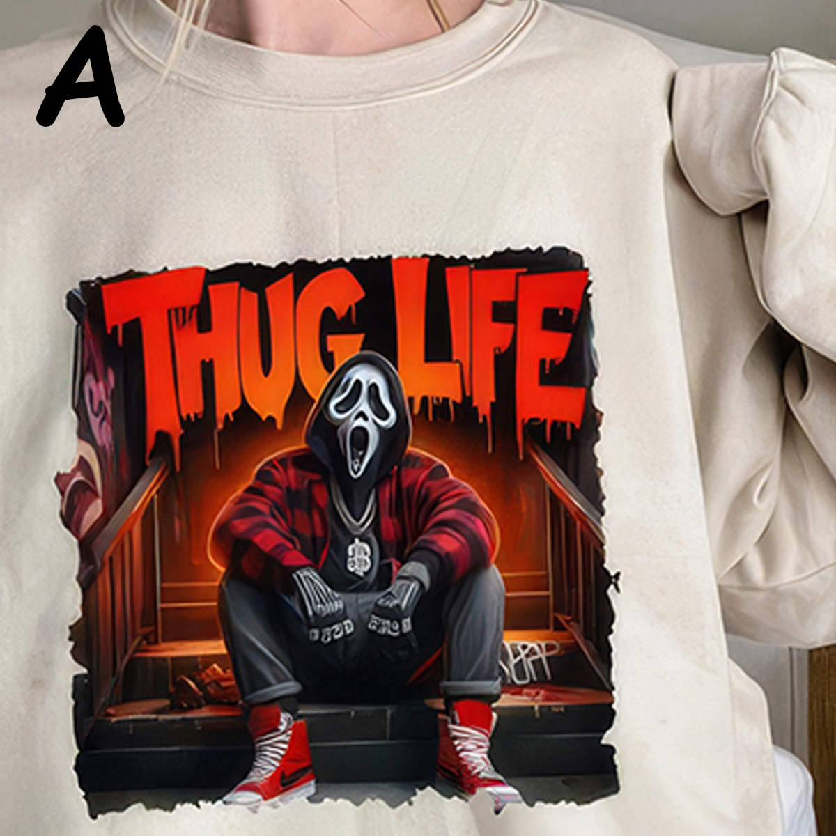 Thug Life Felpa Con Cappuccio Originale Unibly Per Uomo E Donna - Halloween, Stampa Divertente, Cotone 80%, Vestibilità Regolare, Made In Germany