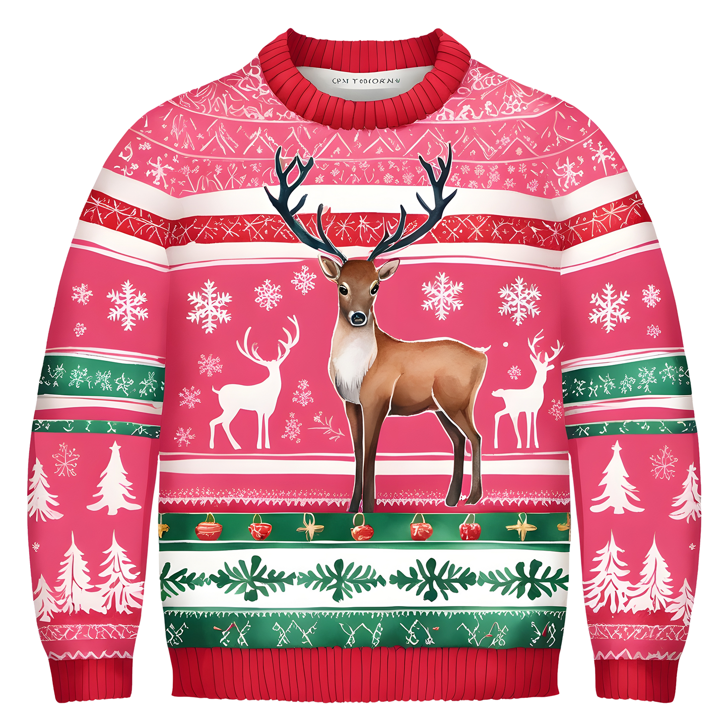 Cheerful Reindeer Colorful Ugly Christmas Sweater,Adorable Holiday Edition,TS-C-688