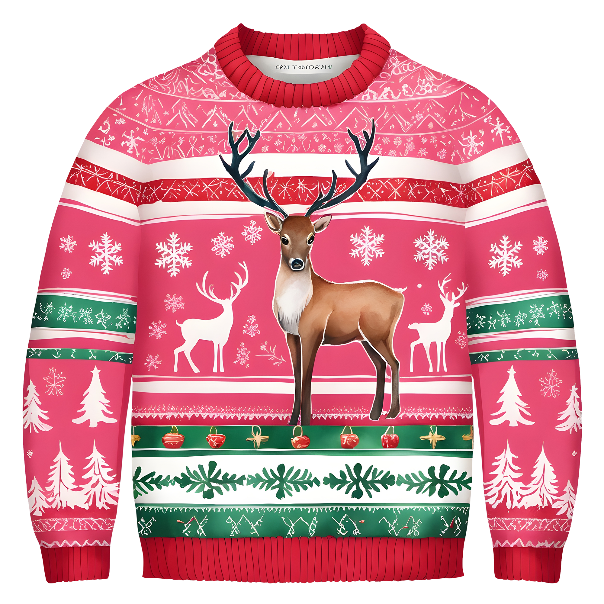 Cheerful Reindeer Colorful Ugly Christmas Sweater,Adorable Holiday Edition,TS-C-688