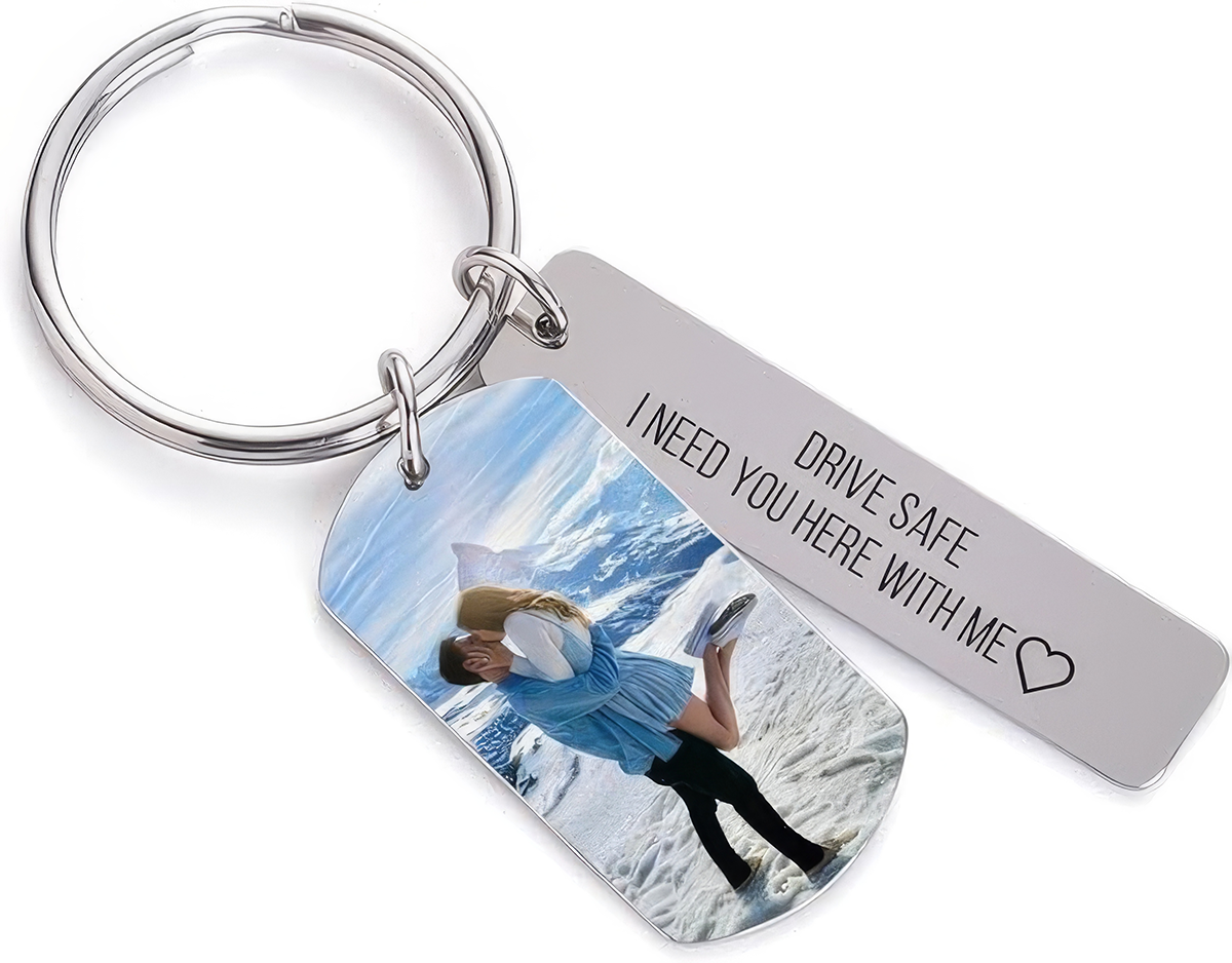 Engraved Picture Keychain Personalized Dad Photo Keychain For Gift,J-A-280