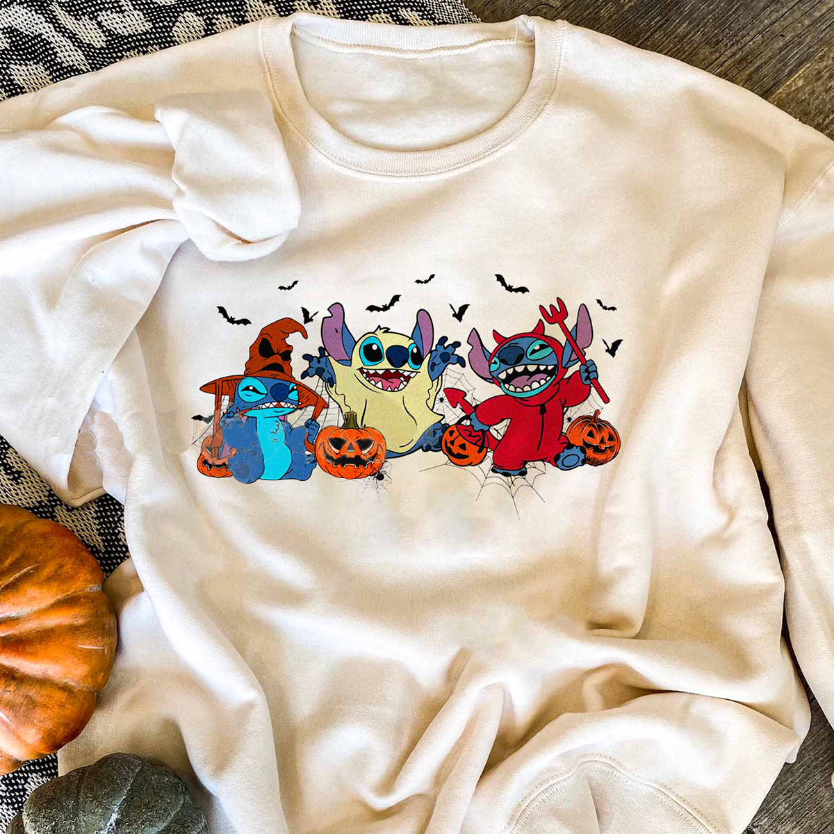 Cute Halloween Stitch And Friends T-Shirt,Crewneck,Hoodie,H-C-148