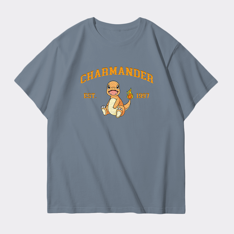 Charmander Adorable Anime-Themed Embroidered T-Shirt,Crewneck,Hoodie-Trendy Versatile and a Thoughtful Gift for Friends,H-C-715