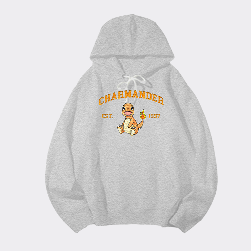 Charmander Adorable Anime-Themed Embroidered T-Shirt,Crewneck,Hoodie-Trendy Versatile and a Thoughtful Gift for Friends,H-C-715