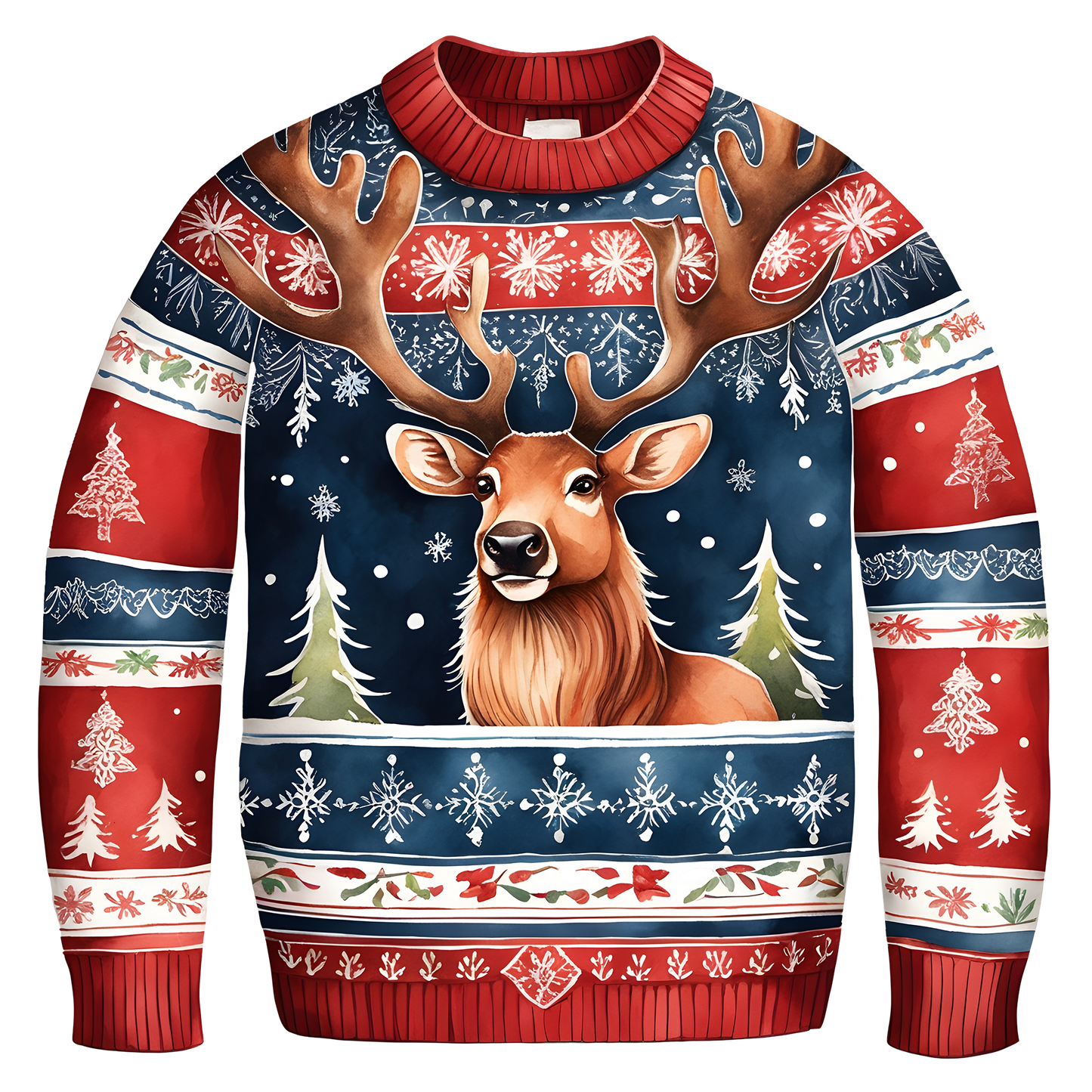 Cheerful Reindeer Colorful Ugly Christmas Sweater,Adorable Holiday Edition,TS-C-687