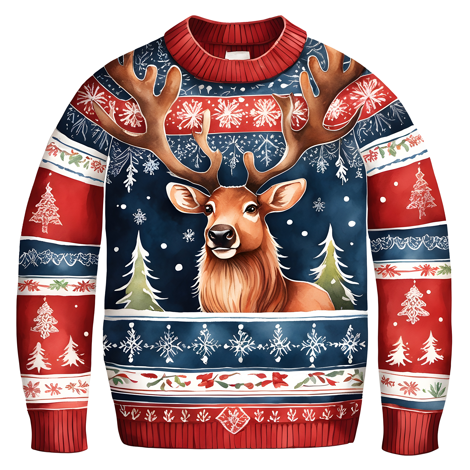 Cheerful Reindeer Colorful Ugly Christmas Sweater,Adorable Holiday Edition,TS-C-687