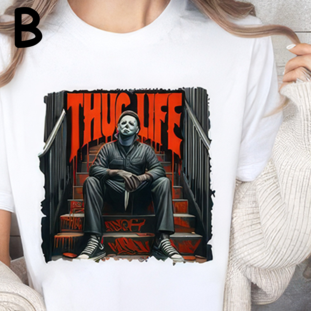 THUG LIFE Halloween Horror Characters T-shirt,Crewneck,Hoodie,TS-C-094