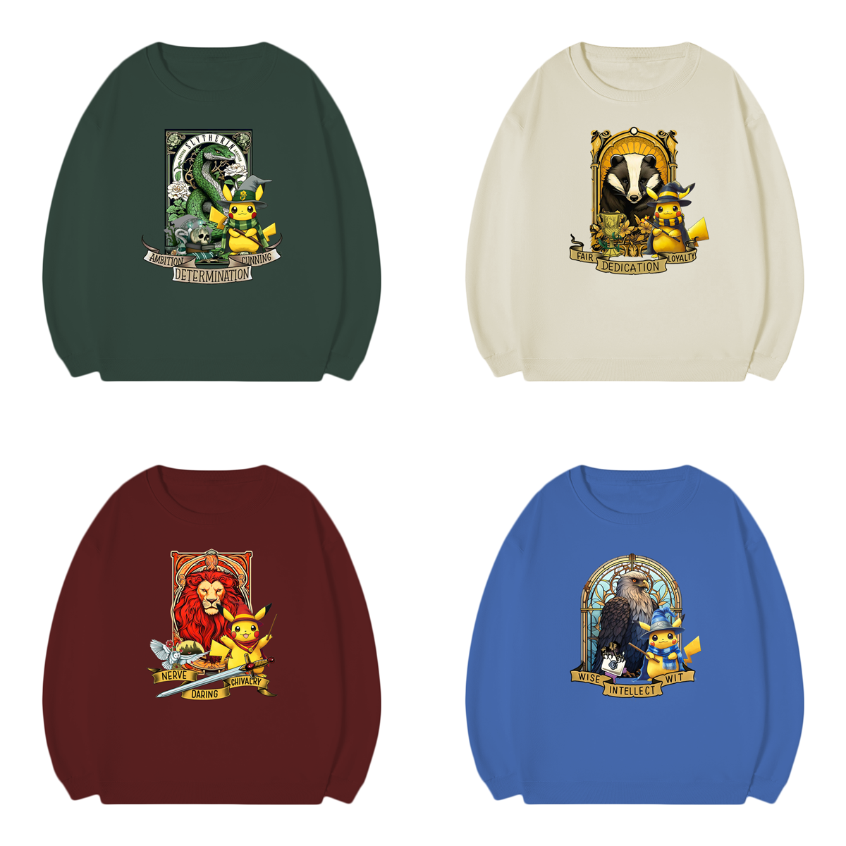 Adorable Pikachu×Harry Potter Hogwarts Four Houses T-Shirt,Crewneck,Hoodie,TS-C-634