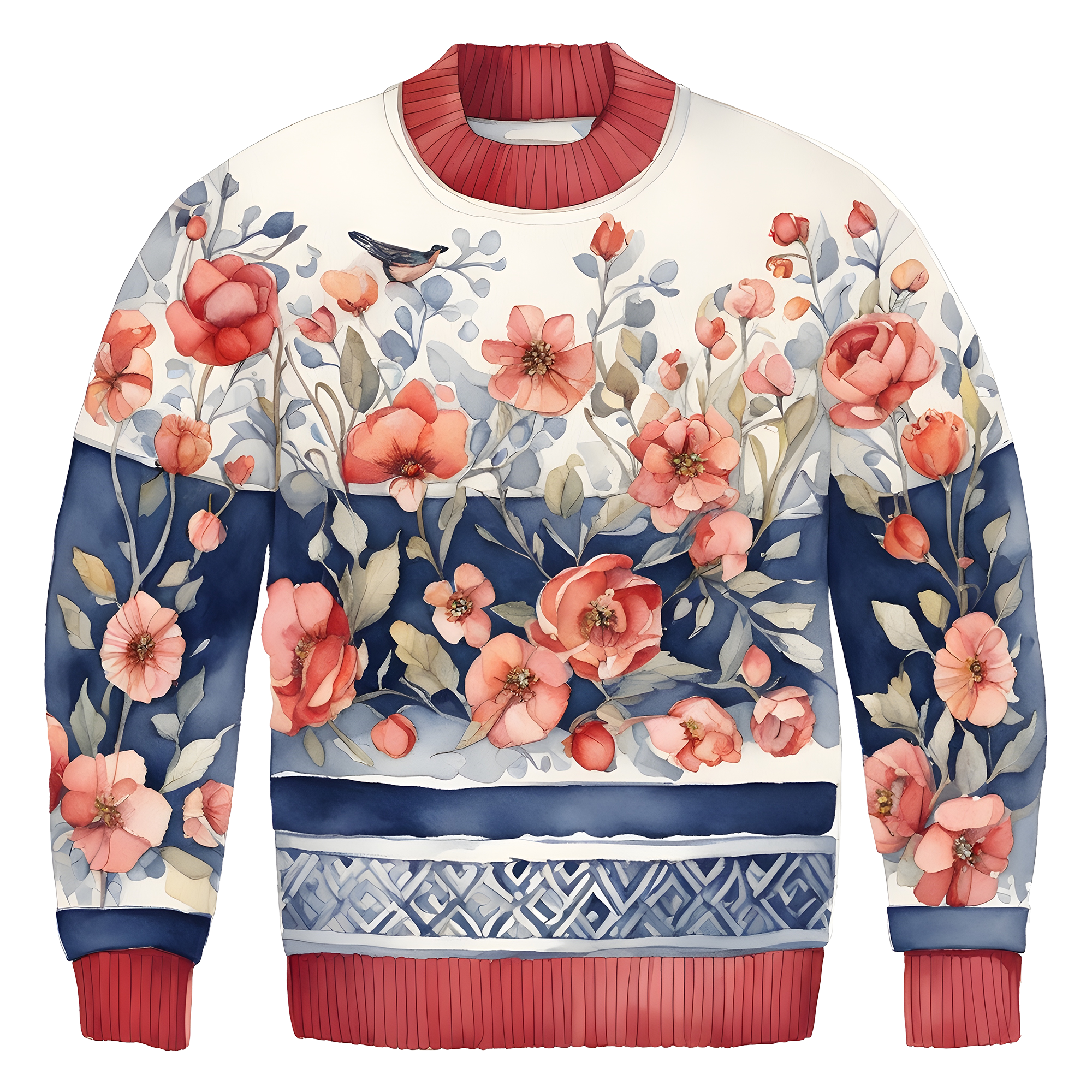 Charming Floral Ugly Christmas Sweater,A Thoughtful Gift For Your Loved Ones This Winter,TS-C-683