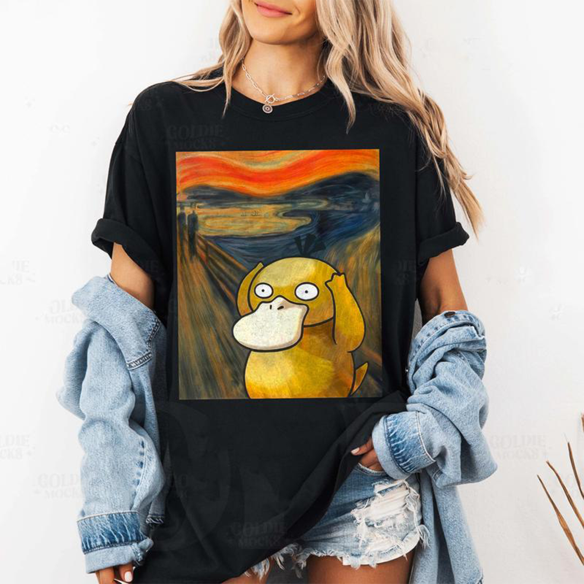 Scre4ming Psyduck Anime Vintage Unisex T-Shirt,Crewneck,Hoodie,TS-C-487