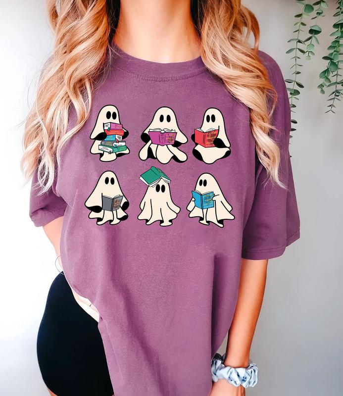 Cute Ghost Reading Books Halloween T-shirt,Crewneck,Hoodie,TS-C-479