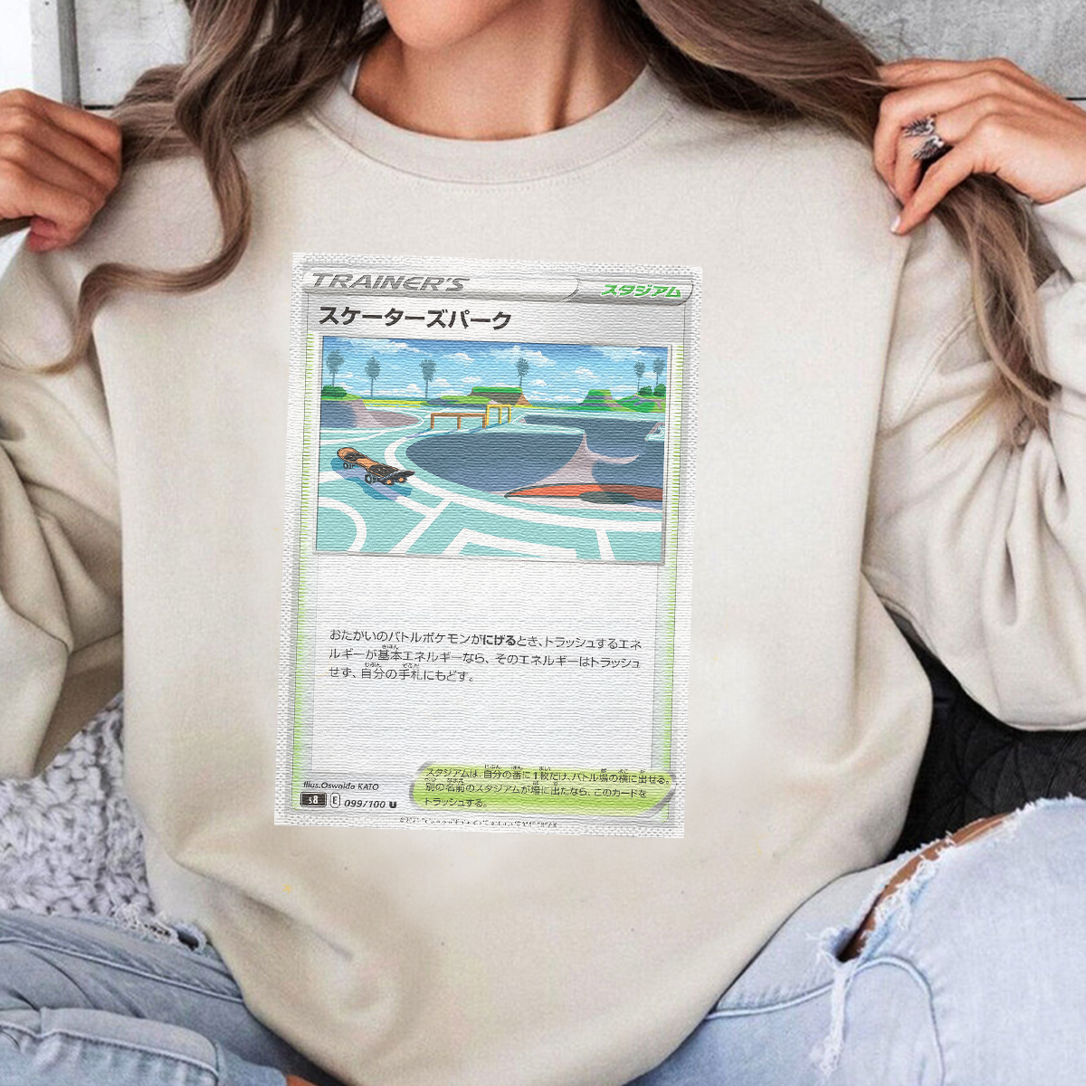 Personalized Pokémon Fabric Trading Card Y3 Patch Suture Unisex Crewneck,Perfect Gift for Fans Friends,P-C-08