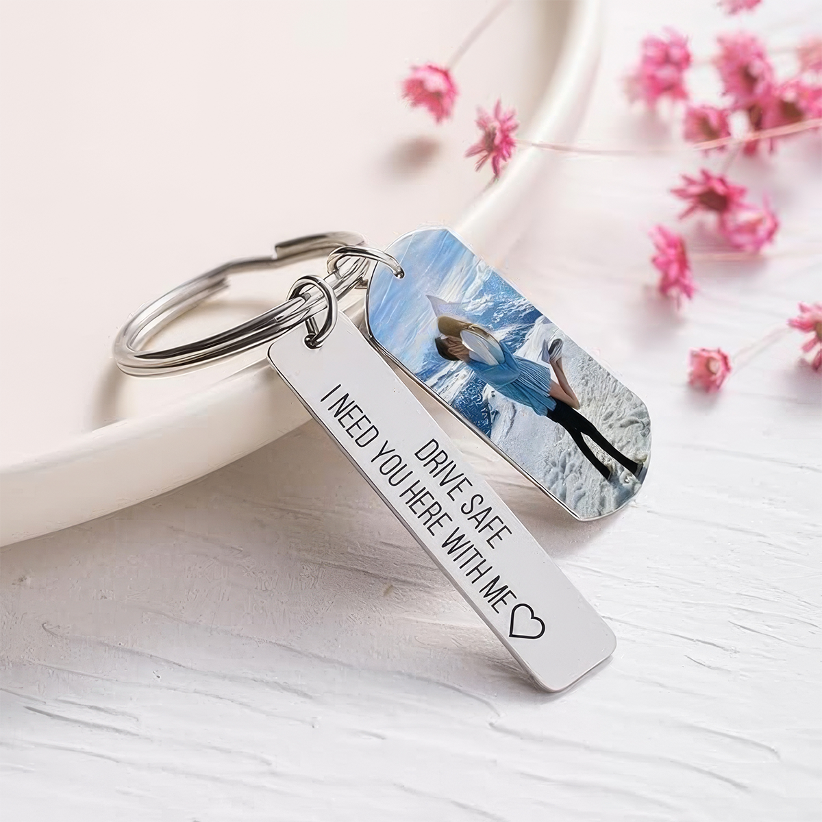 Engraved Picture Keychain Personalized Dad Photo Keychain For Gift,J-A-280