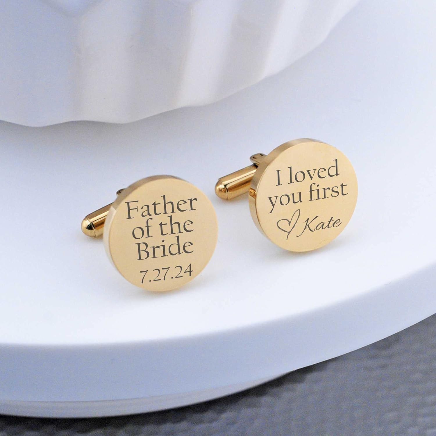 Father Of The Bride Cufflinks,I Loved You First Personalized Cufflinks For Wedding,J-A-298