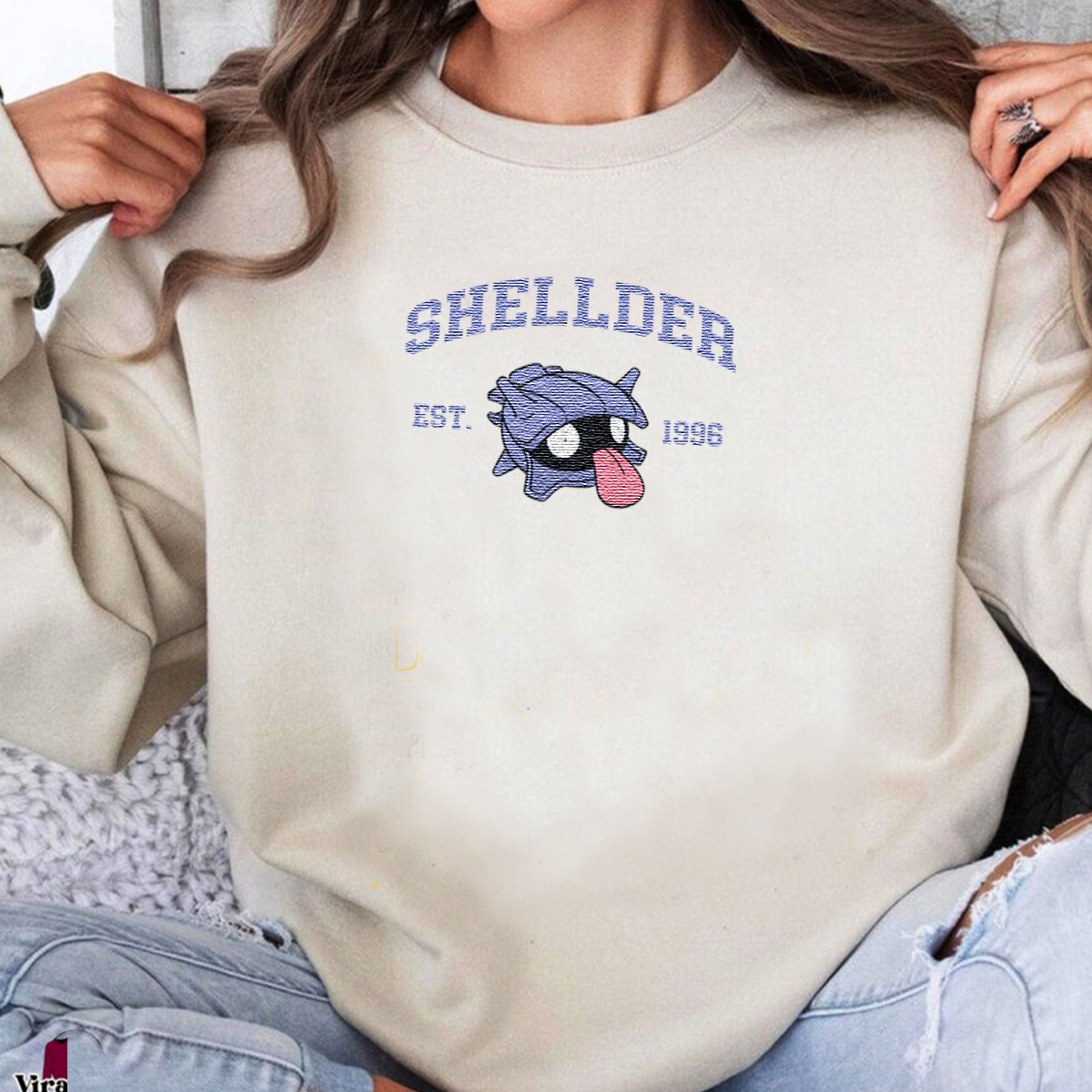 Shellder Adorable Anime-Themed Embroidered T-Shirt,Crewneck,Hoodie-Trendy Versatile and a Thoughtful Gift for Friends,H-C-1179