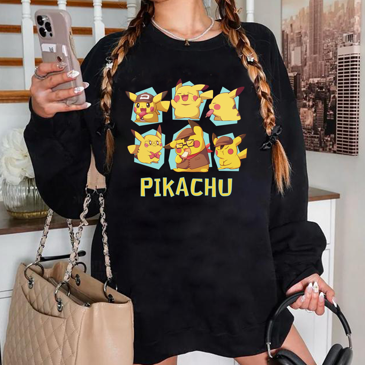 Cute Pikachu Characters Anime Unisex T-Shirt,Crewneck,Hoodie,H-C-769