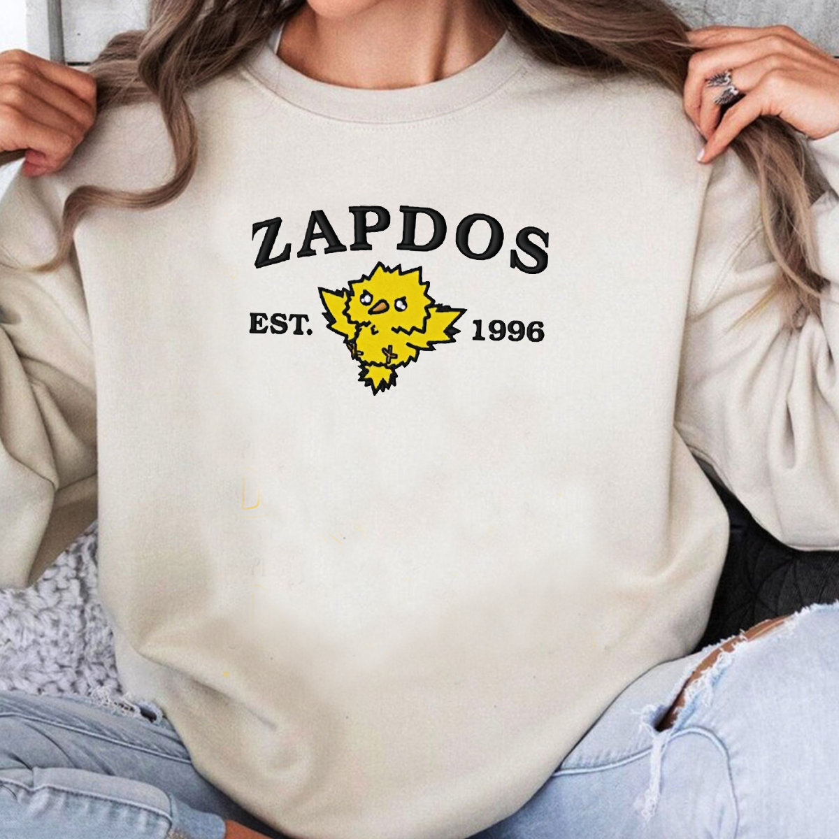 Zapdos-Q. Adorable Anime-Themed Embroidered T-Shirt,Crewneck,Hoodie-Trendy Versatile and a Thoughtful Gift for Friends,H-C-989