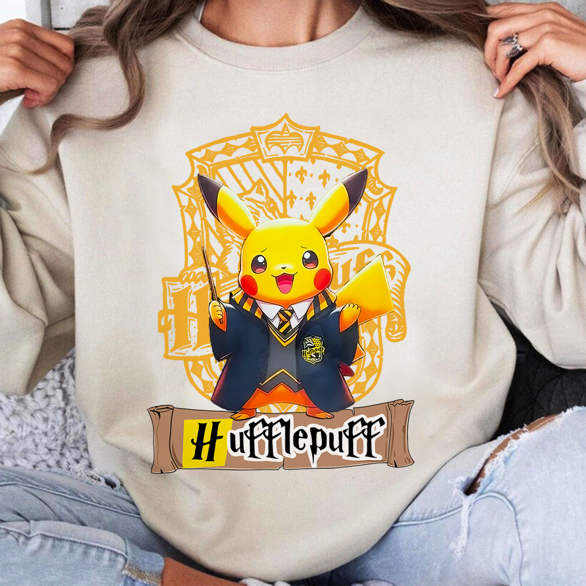 Pikachu Cute Pokémon × Harry Potter Four Houses Collaboration T-Shirt,Crewneck,Hoodie,Gift for Loyal Fans,TS-C-668