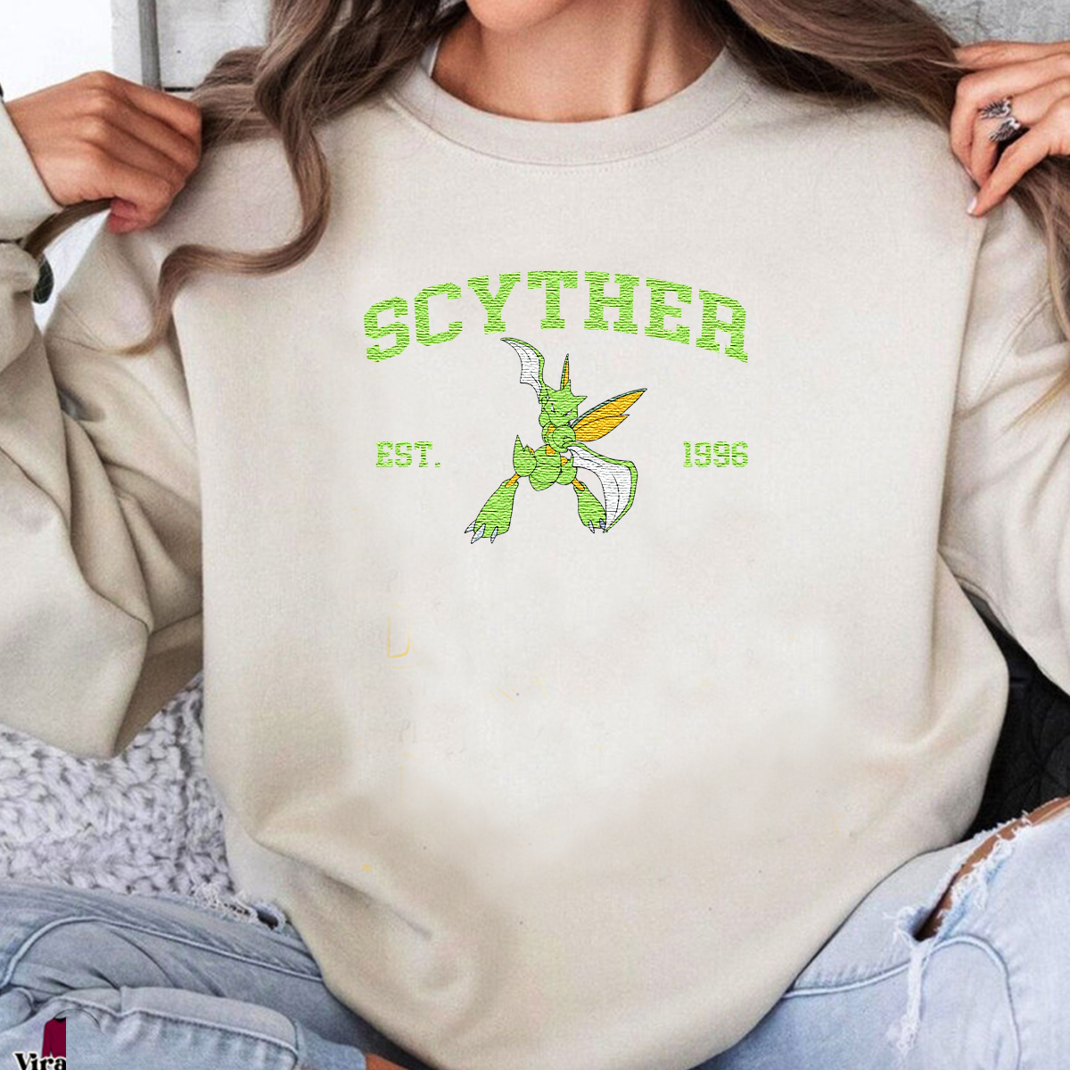 Scyther Pokémon Anime Characters Embroidered Unisex T-Shirt,Crewneck,Hoodie For Gift,H-C-1110