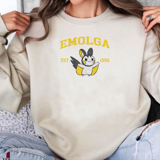 Emolga Adorable Anime-Themed Embroidered T-Shirt,Crewneck,Hoodie-Trendy Versatile and a Thoughtful Gift for Friends,H-C-1155