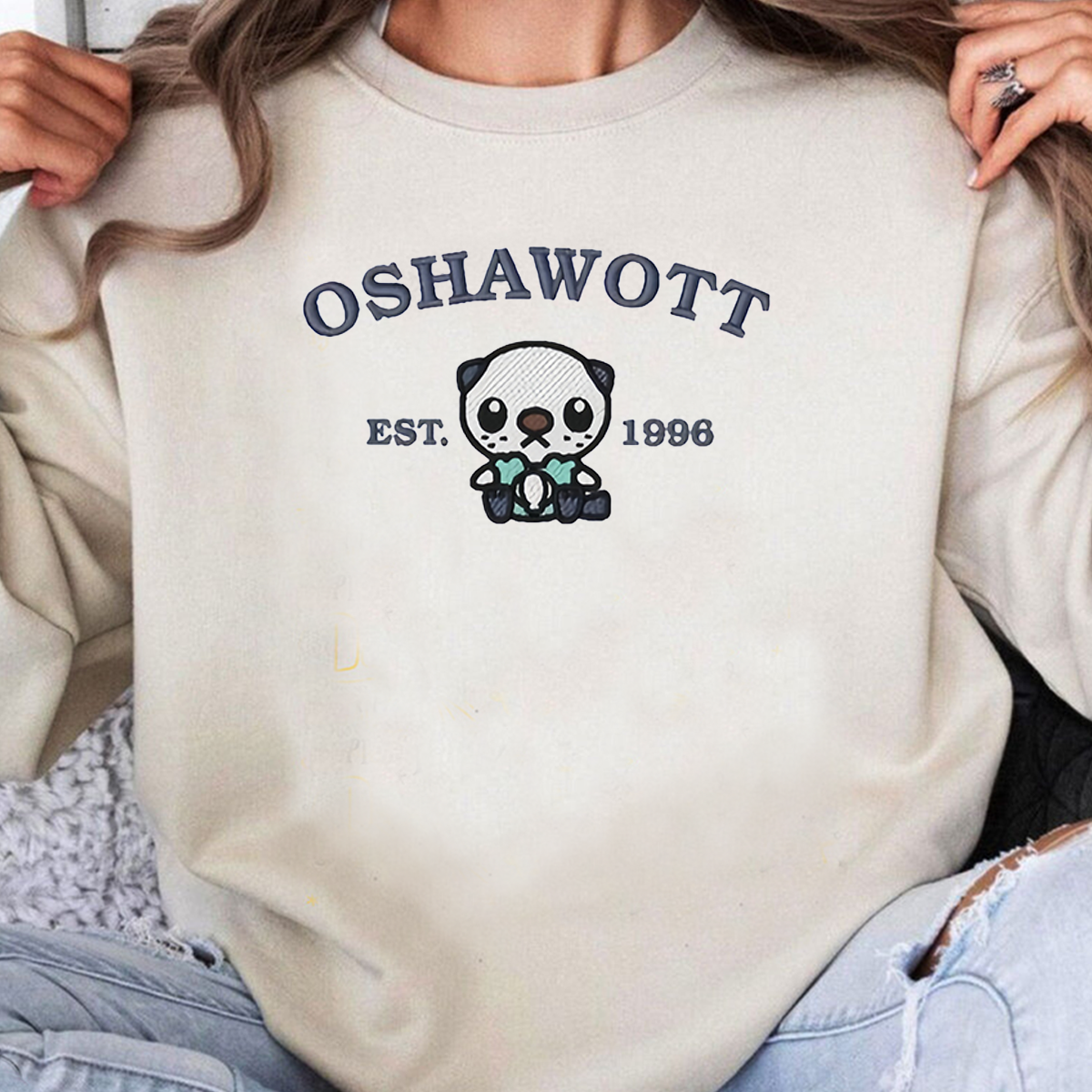 Oshawott Pokémon Anime Characters Embroidered Unisex T-Shirt,Crewneck,Hoodie For Gift,H-C-977