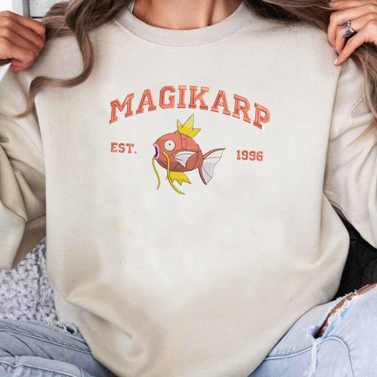 Magikarp Pokémon Characters Anime Embroidered Unisex T-Shirt,Crewneck,Hoodie,H-C-898