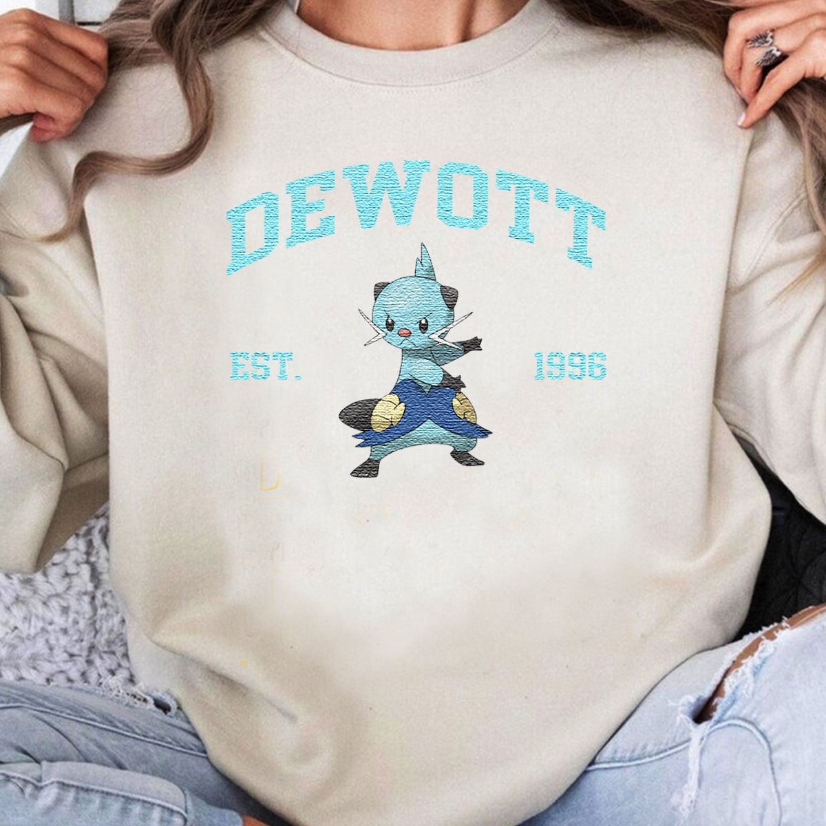 Dewott Adorable Anime-Themed Embroidered T-Shirt,Crewneck,Hoodie-Trendy Versatile and a Thoughtful Gift for Friends,H-C-937
