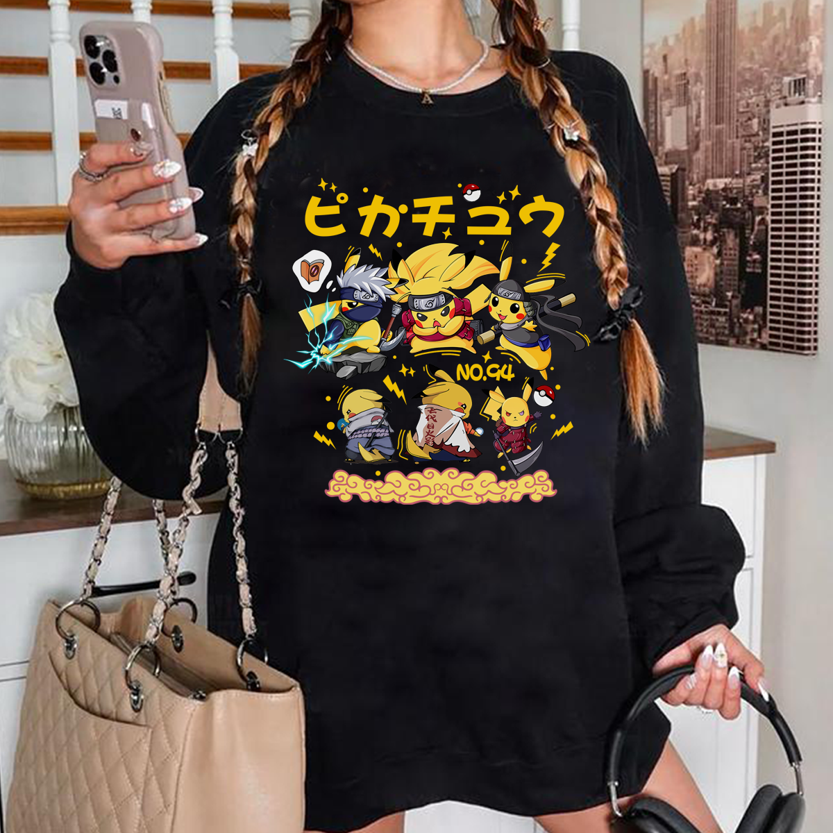 Heroic And Cool Naruto Pikachu Pokémon Hoodie,A Perfect Gift For Fans,H-C-788