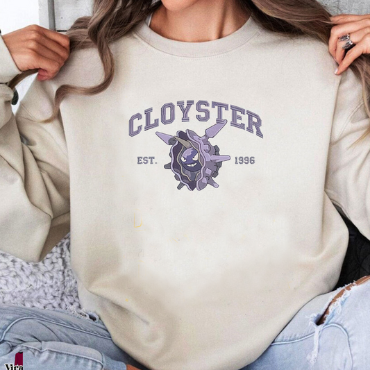Cloyster Adorable Anime-Themed Embroidered T-Shirt,Crewneck,Hoodie-Trendy Versatile and a Thoughtful Gift for Friends,H-C-994