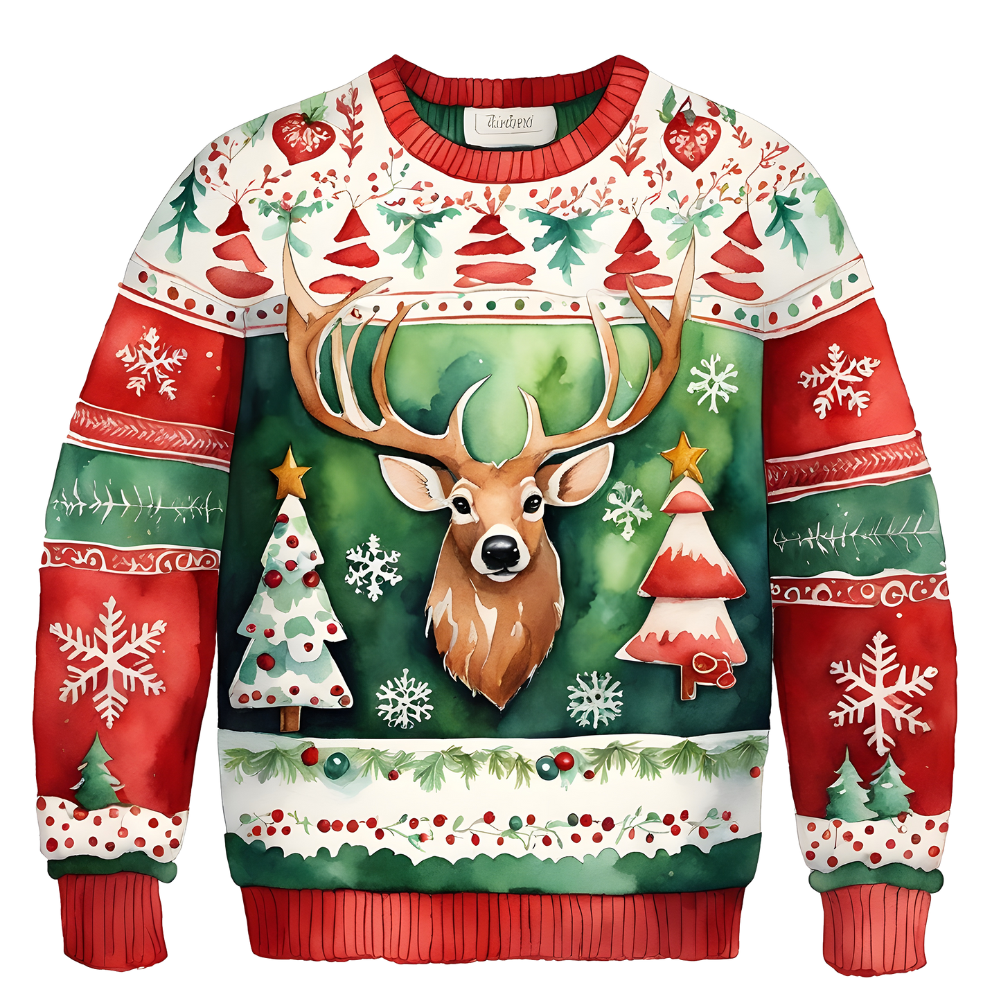 Cheerful Reindeer Colorful Ugly Christmas Sweater,Adorable Holiday Edition,TS-C-687