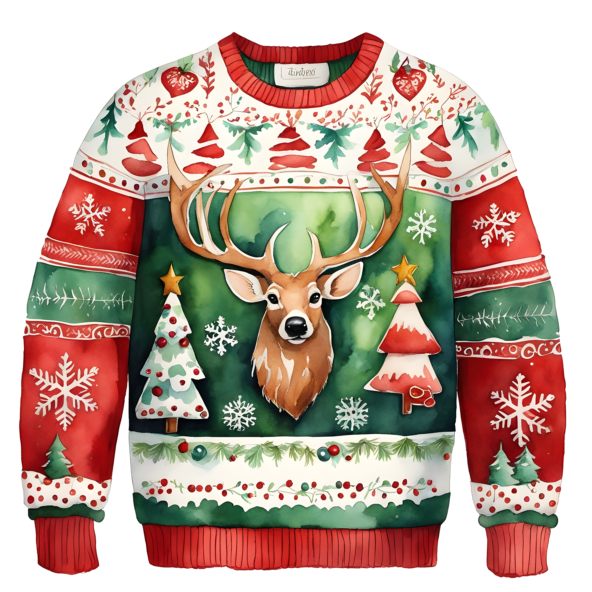 Cheerful Reindeer Colorful Ugly Christmas Sweater,Adorable Holiday Edition,TS-C-687