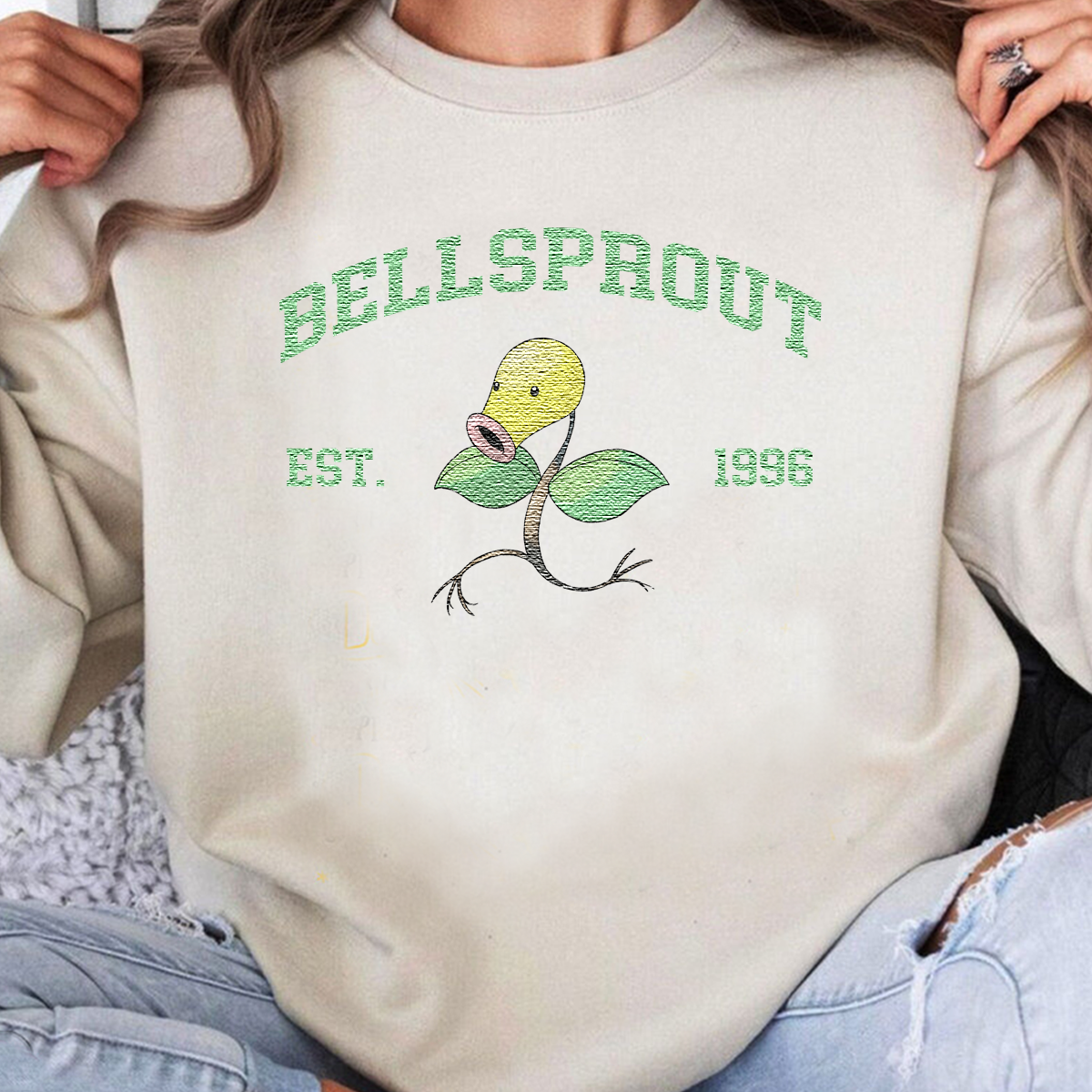 Bellsprout Adorable Anime-Themed Embroidered T-Shirt,Crewneck,Hoodie-Trendy Versatile and a Thoughtful Gift for Friends,H-C-1008