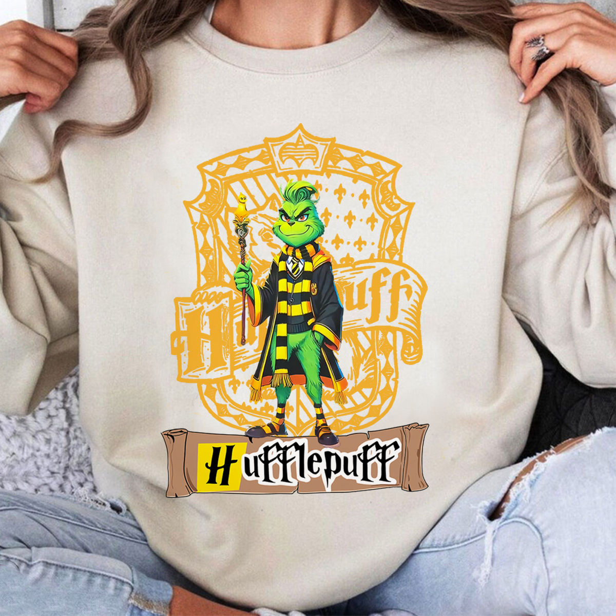 Funny Grinch × Harry Potter Four Houses Collaboration T-Shirt,Crewneck,Hoodie,Gift for Loyal Fans,TS-C-667