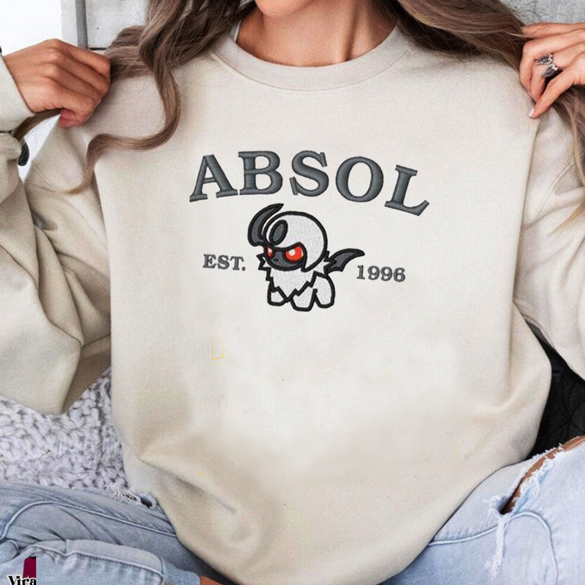 Absol-Q. Adorable Anime-Themed Embroidered T-Shirt,Crewneck,Hoodie-Trendy Versatile and a Thoughtful Gift for Friends,H-C-926