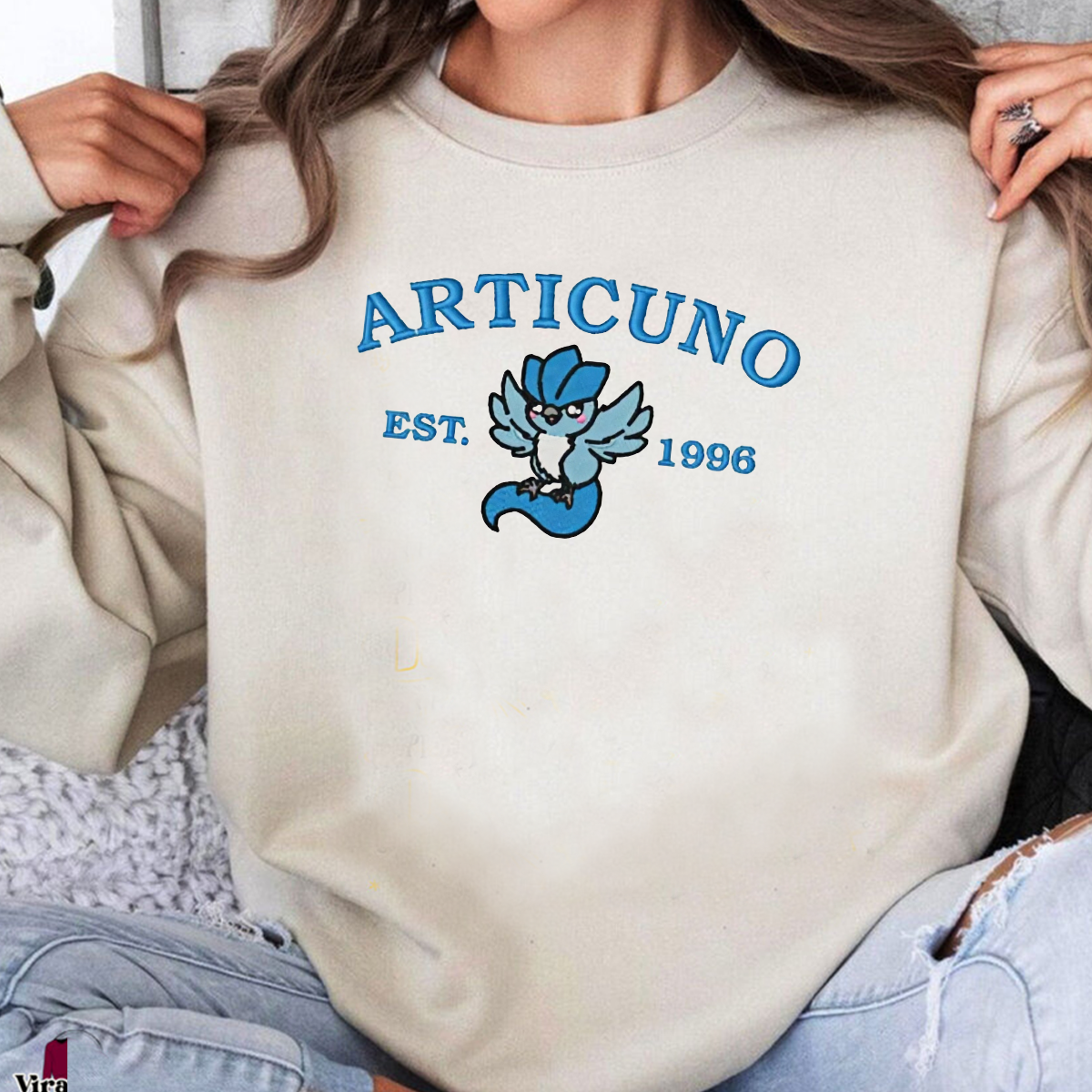 Articuno-Q. Adorable Anime-Themed Embroidered T-Shirt,Crewneck,Hoodie-Trendy Versatile and a Thoughtful Gift for Friends,H-C-982